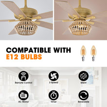 Carregar imagem no visualizador da galeria, 52" Pune Farmhouse Downrod Mount Reversible Ceiling Fan with Lighting and Remote Control