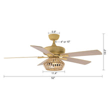 Carregar imagem no visualizador da galeria, 52" Pune Farmhouse Downrod Mount Reversible Ceiling Fan with Lighting and Remote Control