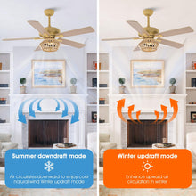 Carregar imagem no visualizador da galeria, 52" Pune Farmhouse Downrod Mount Reversible Ceiling Fan with Lighting and Remote Control