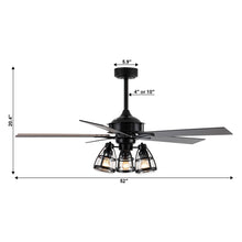 Carregar imagem no visualizador da galeria, 52" Kashmir Traditional Downrod Mount Reversible Ceiling Fan with Lighting and Remote Control