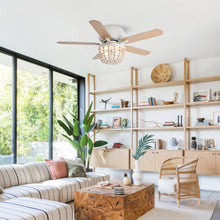 Carregar imagem no visualizador da galeria, 48" New Delhi Farmhouse Flush Mount Reversible Ceiling Fan with Lighting and Remote Control