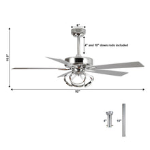 Carregar imagem no visualizador da galeria, 52" Zelda Modern DC Motor Downrod Mount Reversible Ceiling Fan with Lighting and Remote Control