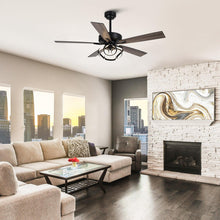 Carregar imagem no visualizador da galeria, 52" 6 Speed DC Black Ceiling Fan with Lighting