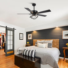 Carregar imagem no visualizador da galeria, 52" 6 Speed DC Black Ceiling Fan with Lighting