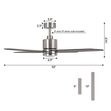 Carregar imagem no visualizador da galeria, 52" Ashby Industrial Satin Nickel DC Motor Ceiling Fan with LED Lighting and Remote Control
