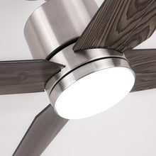 Carregar imagem no visualizador da galeria, 52" Ashby Industrial Satin Nickel DC Motor Ceiling Fan with LED Lighting and Remote Control