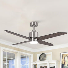 Carregar imagem no visualizador da galeria, 52" Ashby Industrial Satin Nickel DC Motor Ceiling Fan with LED Lighting and Remote Control