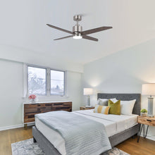 Carregar imagem no visualizador da galeria, 52" Ashby Industrial Satin Nickel DC Motor Ceiling Fan with LED Lighting and Remote Control