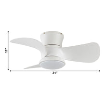 Carregar imagem no visualizador da galeria, 31" Mazon Modern DC Motor Flush Mount Reversible Ceiling Fan with LED Lighting and Remote Control