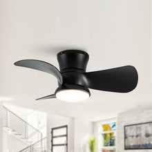 Carregar imagem no visualizador da galeria, 31" Mazon Modern DC Motor Flush Mount Reversible Ceiling Fan with LED Lighting and Remote Control