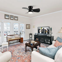 Carregar imagem no visualizador da galeria, 31" Mazon Modern DC Motor Flush Mount Reversible Ceiling Fan with LED Lighting and Remote Control