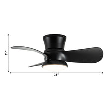 Carregar imagem no visualizador da galeria, 31" Mazon Modern DC Motor Flush Mount Reversible Ceiling Fan with LED Lighting and Remote Control