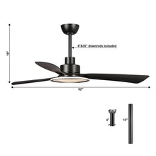 Carregar imagem no visualizador da galeria, 52" Bohemian Industrial DC Motor Downrod Mount Reversible Ceiling Fan with Lighting and Remote Control