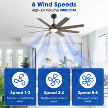 Carregar imagem no visualizador da galeria, 60" DC Motor 8 Blades Modern Downrod Mount Ceiling Fan with LED Light and Remote Control