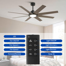Carregar imagem no visualizador da galeria, 60" DC Motor 8 Blades Modern Downrod Mount Ceiling Fan with LED Light and Remote Control