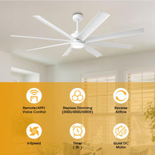 Carregar imagem no visualizador da galeria, 72 Inch Daugava Modern Downrod Mount Smart Fan with LED Light