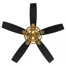 Carregar imagem no visualizador da galeria, 52 Inch Danube Farmhouse DC Motor Golden Downrod Ceiling Fan with Light
