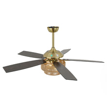 Carregar imagem no visualizador da galeria, 52 Inch Danube Farmhouse DC Motor Golden Downrod Ceiling Fan with Light
