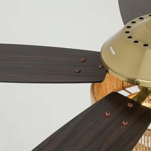 Carregar imagem no visualizador da galeria, 52 Inch Danube Farmhouse DC Motor Golden Downrod Ceiling Fan with Light