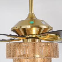 Carregar imagem no visualizador da galeria, 52 Inch Danube Farmhouse DC Motor Golden Downrod Ceiling Fan with Light