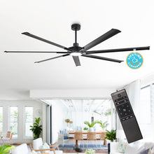 Carregar imagem no visualizador da galeria, 84 Inch 100 Inch Padus Black Large Size Ceiling Fan with Dimmable Lighting and Remote Control