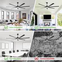 Carregar imagem no visualizador da galeria, 84 Inch 100 Inch Padus Black Large Size Ceiling Fan with Dimmable Lighting and Remote Control