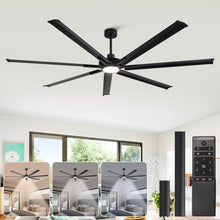 Carregar imagem no visualizador da galeria, 84 Inch 100 Inch Padus Black Large Size Ceiling Fan with Dimmable Lighting and Remote Control