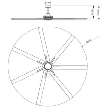 Carregar imagem no visualizador da galeria, 84 Inch 100 Inch Padus Black Large Size Ceiling Fan with Dimmable Lighting and Remote Control