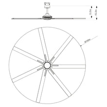 Carregar imagem no visualizador da galeria, 84 Inch 100 Inch Padus Black Large Size Ceiling Fan with Dimmable Lighting and Remote Control