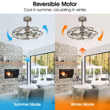 Carregar imagem no visualizador da galeria, 27" Bucholz Industrial DC Motor Brushed Nickel Downrod Mount Reversible Ceiling Fan with Lighting and Remote Control