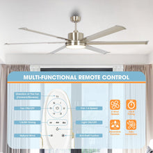 Carregar imagem no visualizador da galeria, 65 Inch Freda DC Motor Modern Downrod Ceiling Fan with LED Light and Remote Control