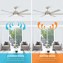 Carregar imagem no visualizador da galeria, 65 Inch Freda DC Motor Modern Downrod Ceiling Fan with LED Light and Remote Control