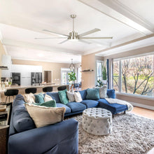 Carregar imagem no visualizador da galeria, 65 Inch Freda DC Motor Modern Downrod Ceiling Fan with LED Light and Remote Control