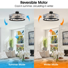 Carregar imagem no visualizador da galeria, 26" Henslee Modern DC Motor Reversible Crystal Fandelier Ceiling Fan with Lighting