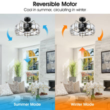 Carregar imagem no visualizador da galeria, 23" Modern DC Motor Downrod Mount Reversible Fandelier Ceiling Fan with Lighting and Remote Control