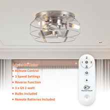 Carregar imagem no visualizador da galeria, 12" Flush Mount Low Profile Caged Small Ceiling Fan with Light and Remote Control