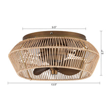 Carregar imagem no visualizador da galeria, 14" Farmhouse DC Motor Flush Mount Reversible Iron Ceiling Fan with LED Lighting and Remote Control