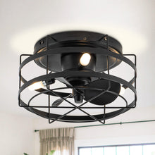 Carregar imagem no visualizador da galeria, 13" Madurai Farmhouse Flush Mount Reversible Ceiling Fan with Lighting and Remote Control