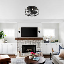 Carregar imagem no visualizador da galeria, 13" Madurai Farmhouse Flush Mount Reversible Ceiling Fan with Lighting and Remote Control