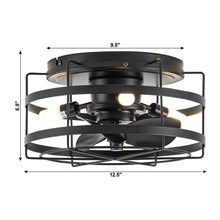 Carregar imagem no visualizador da galeria, 13" Madurai Farmhouse Flush Mount Reversible Ceiling Fan with Lighting and Remote Control