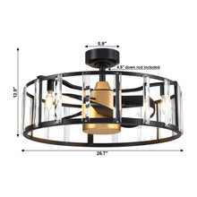 Carregar imagem no visualizador da galeria, 27" Modern DC Motor Downrod Mount Reversible Crystal Ceiling Fan with Lighting and Remote Control