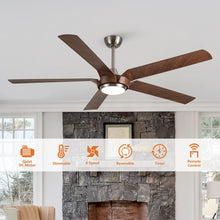 Carregar imagem no visualizador da galeria, 65" Fury Farmhouse DC Motor Downrod Mount Ceiling Fan with Lighting and Remote Control