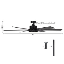 Carregar imagem no visualizador da galeria, 65" Amold Industrial Downrod Mount Ceiling Fan with Lighting and Remote Control