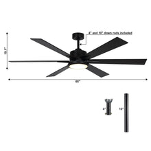 Carregar imagem no visualizador da galeria, 65" Amold Industrial Downrod Mount Ceiling Fan with Lighting and Remote Control