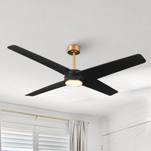 Carregar imagem no visualizador da galeria, 60" Parvez Modern DC Motor Downrod Mount Reversible Ceiling Fan with Lighting and Remote Control