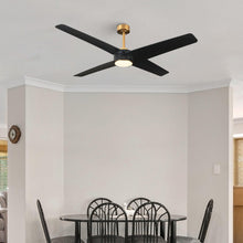 Carregar imagem no visualizador da galeria, 60" Parvez Modern DC Motor Downrod Mount Reversible Ceiling Fan with Lighting and Remote Control
