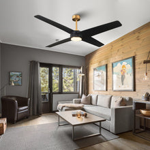 Carregar imagem no visualizador da galeria, 60" Parvez Modern DC Motor Downrod Mount Reversible Ceiling Fan with Lighting and Remote Control