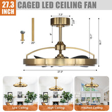 Carregar imagem no visualizador da galeria, 27" Arthur Industrial DC Motor Downrod Mount Ceiling Fan with Lighting and Remote Control