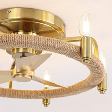 Carregar imagem no visualizador da galeria, 20" Flush Mount Golden Ceiling Fan with Light and Remote Control