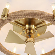 Carregar imagem no visualizador da galeria, 20" Flush Mount Golden Ceiling Fan with Light and Remote Control